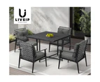 Livsip 5PCS Outdoor Dining Set Patio Furniture Setting Garden Table and Rattan Chairs