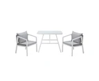 Livsip Outdoor Dining Set Marble-style Table Garden Patio Furniture Setting 3PCS