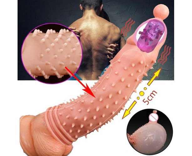 Men Extension Penis Sleeve With G-spot Vibrator Sex Toys Reusable Penis Enhancer