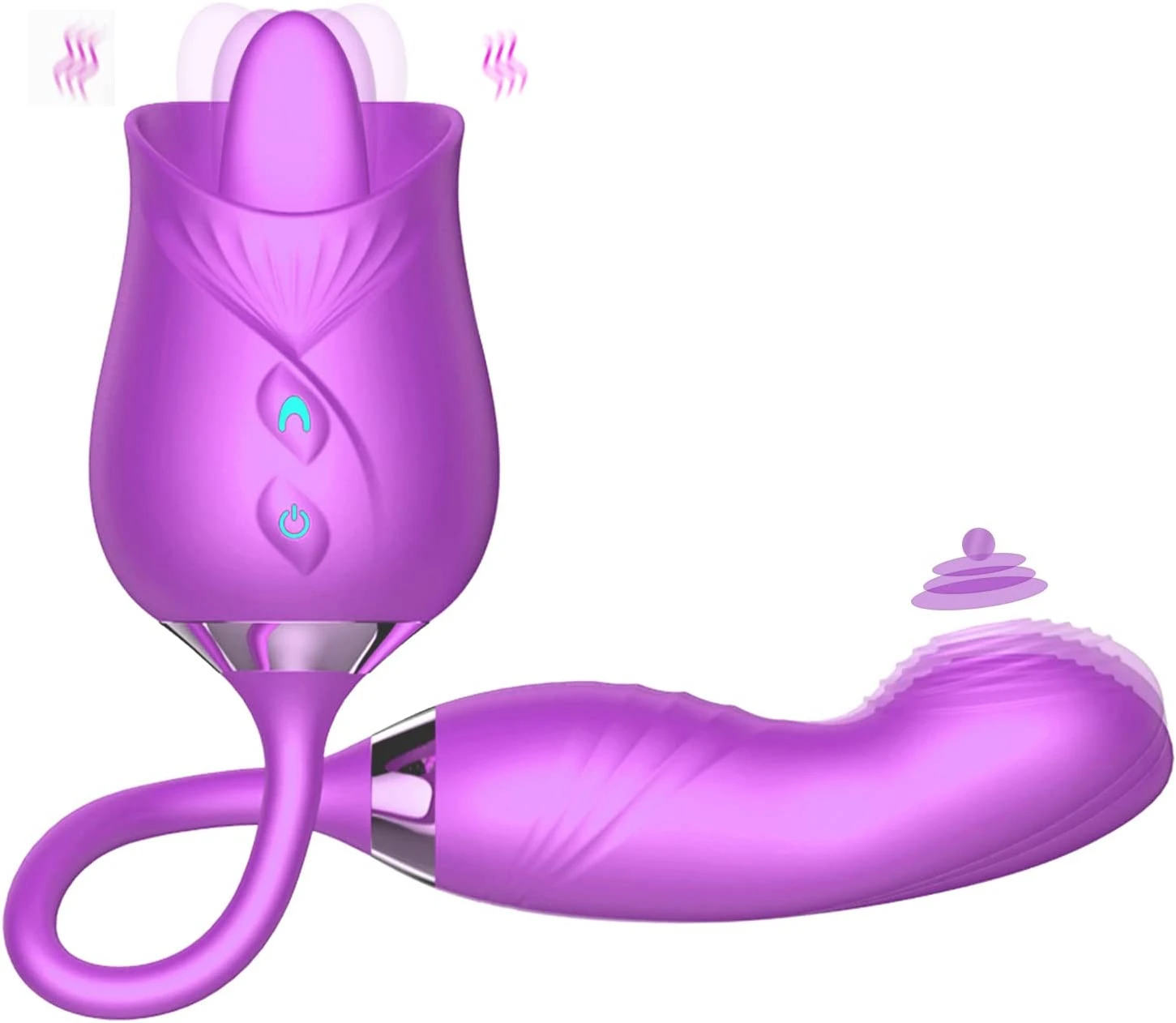 Rechargeable Rose Clit G-spot Vibrator Oral licking Thrusting Dildo Bullet Sex Toys for Women