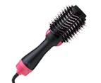 Mini Travel Curling Hair Brush 2 in 1 Infrared Negative Ion Hot Air Comb Roll Straight Hair Dryer Multi-Functional Comb-Black