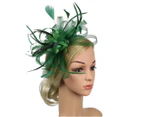 2Pcs Mesh Faux Feather Flower Shape Party Headwear Headband Hair Accessories Green