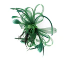 2Pcs Mesh Faux Feather Flower Shape Party Headwear Headband Hair Accessories Green