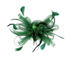 2Pcs Mesh Faux Feather Flower Shape Party Headwear Headband Hair Accessories Green