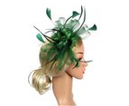 2Pcs Mesh Faux Feather Flower Shape Party Headwear Headband Hair Accessories Green