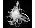 2Pcs Mesh Faux Feather Flower Shape Party Headwear Headband Hair Accessories White