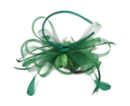 2Pcs Mesh Faux Feather Flower Shape Party Headwear Headband Hair Accessories Green