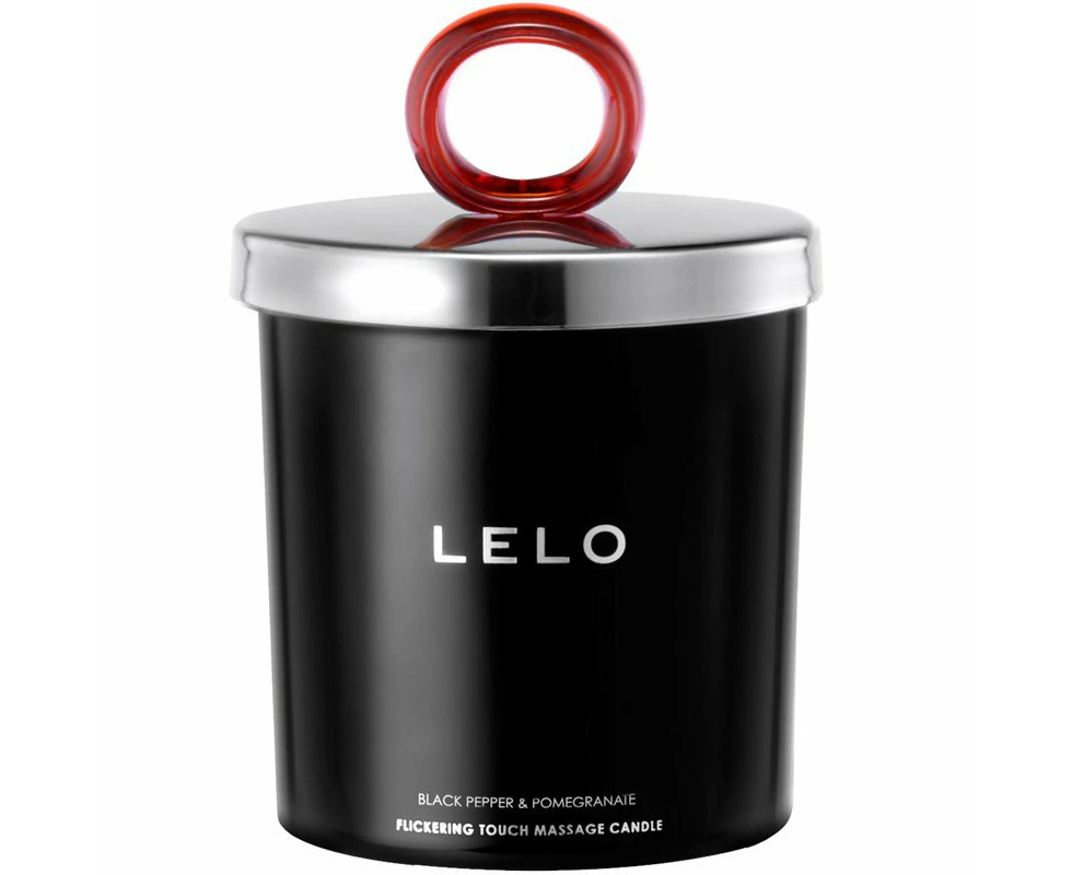 LELO Flickering Massage Candle Lotion - Black Pepper & Pomegranate - Black