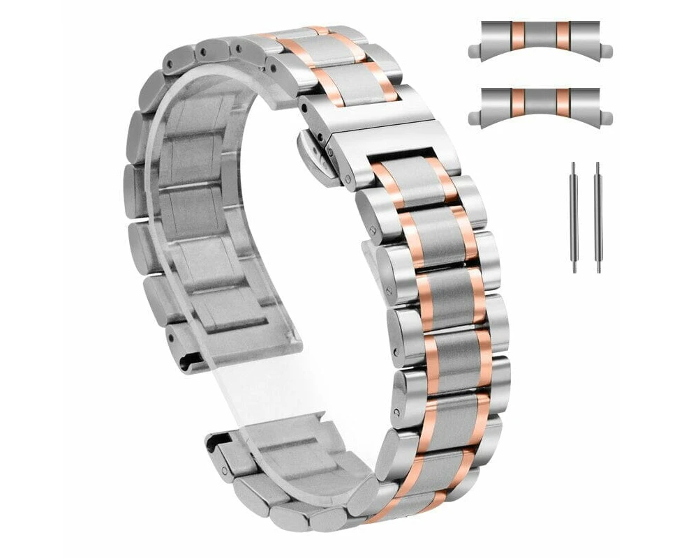 Replacement Stainless Steel Watch Straps compatible with Fitbit Luxe - Silver & Rose Gold