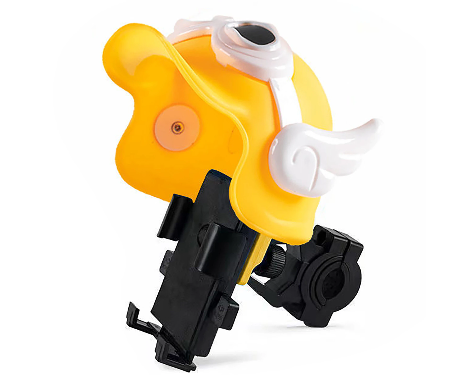 Motorcycle Phone Holder Cute Helmet Look Shock Proof Adjustable Angle Phone Mount Navigation Bracket for Electric Bike Yellow Handlebar Style Small Size