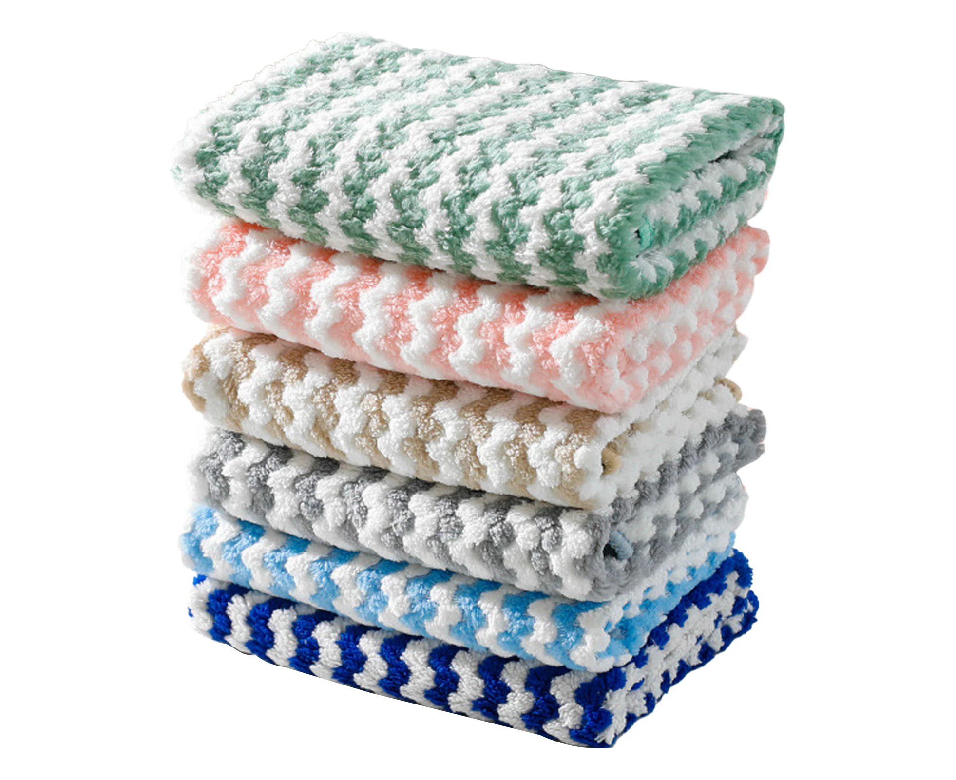 5Pcs Stripes Dish Cloths Kitchen Dish Towels Washable Reusable Cleaning Cloths Hand Towels Super Absorbent For Kitchen Bathroom