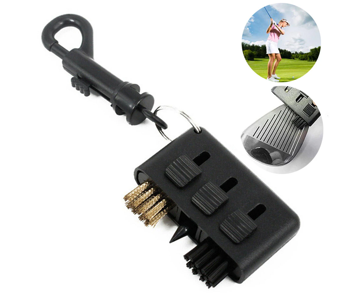 3 in 1 Golfs Club Brush Golfs Clean Tool Flexible Portable with Key Chain Golfs Club Cleaner