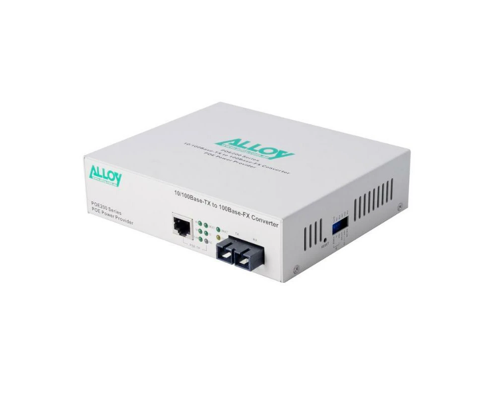 ALLOY PoE PSE Fast Ethernet Media Converter 100base-tx to 100base-fx (SC), LFP, 2Km Converters - POE200SC