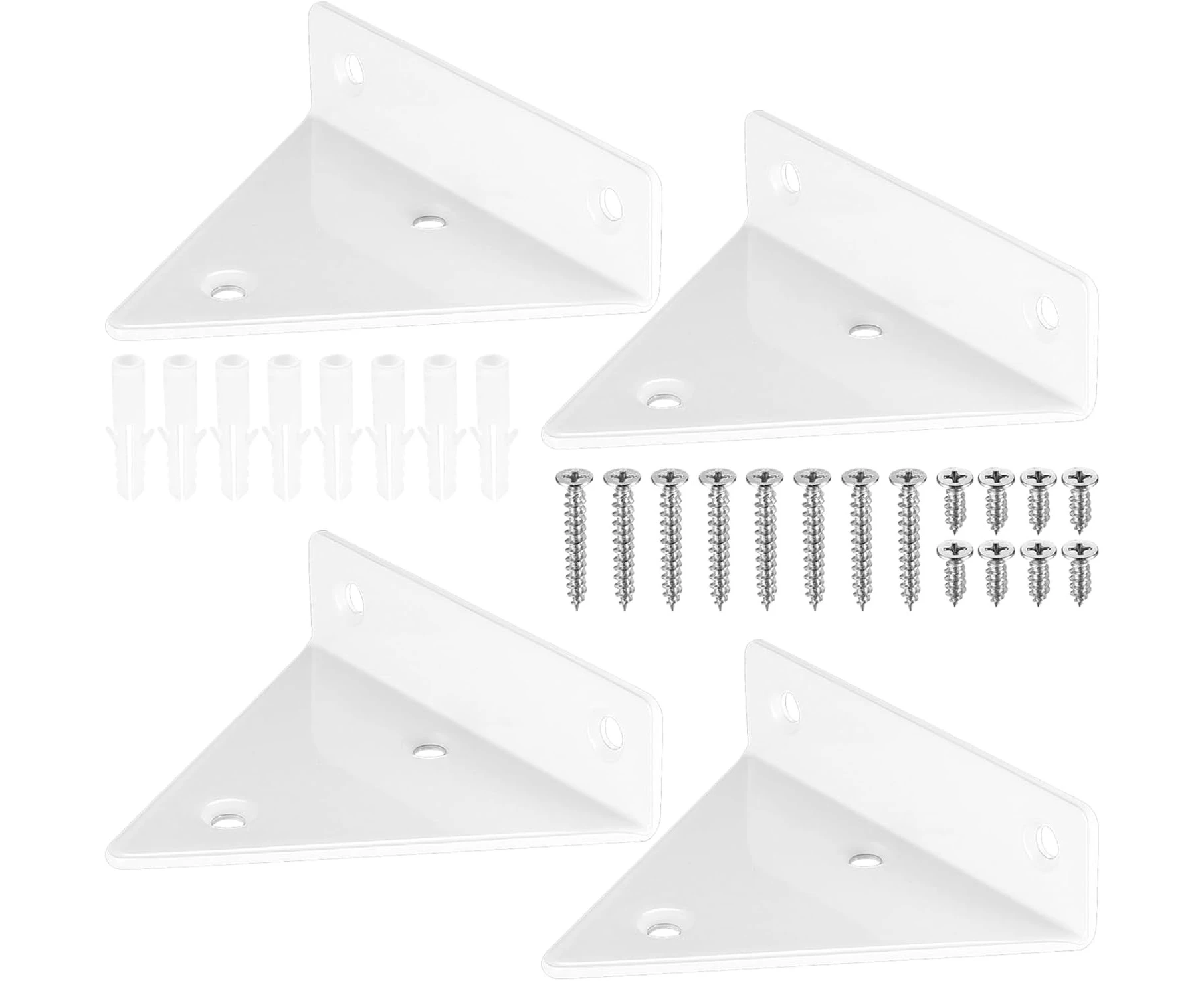 Pack of 4 Floating Shelf Brackets, Invisible Triangle Wall Brack White