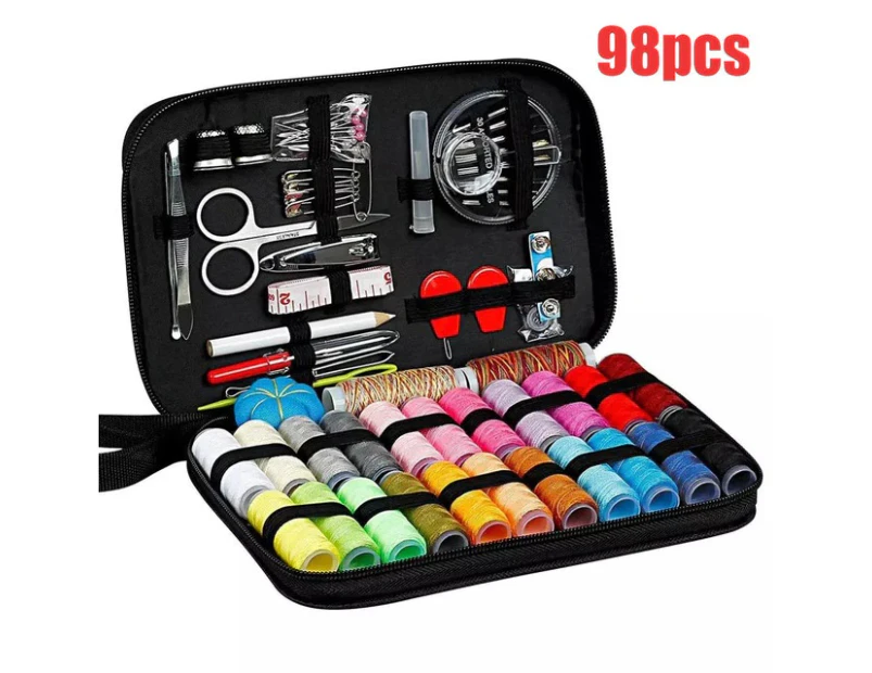 Sewing Kits DIY Multi-function Sewing Box Set for Hand Quilting Stitching Embroidery Thread Sewing Accessories Sewing Kits 98pcs，20.5*13.5*3