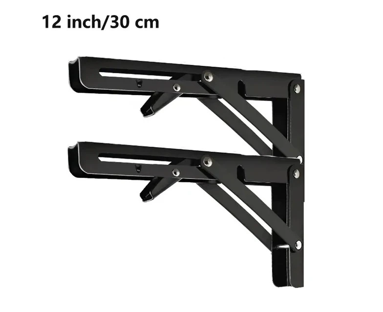 2PCS Folding Bracket for Shelf Table Desk Heavy Duty Floating Triangle Shelf Brackets Collapsible Shelves Wall Mounted Bracket F