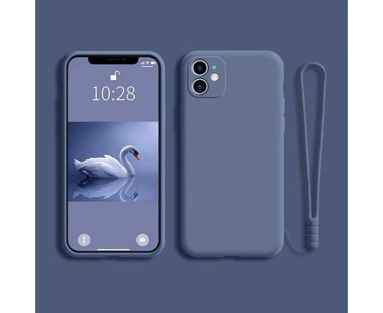 For Iphone Case Shockproof Silicone Cover Thin Soft Slim Lanyard Gray For iPhone 12 mini