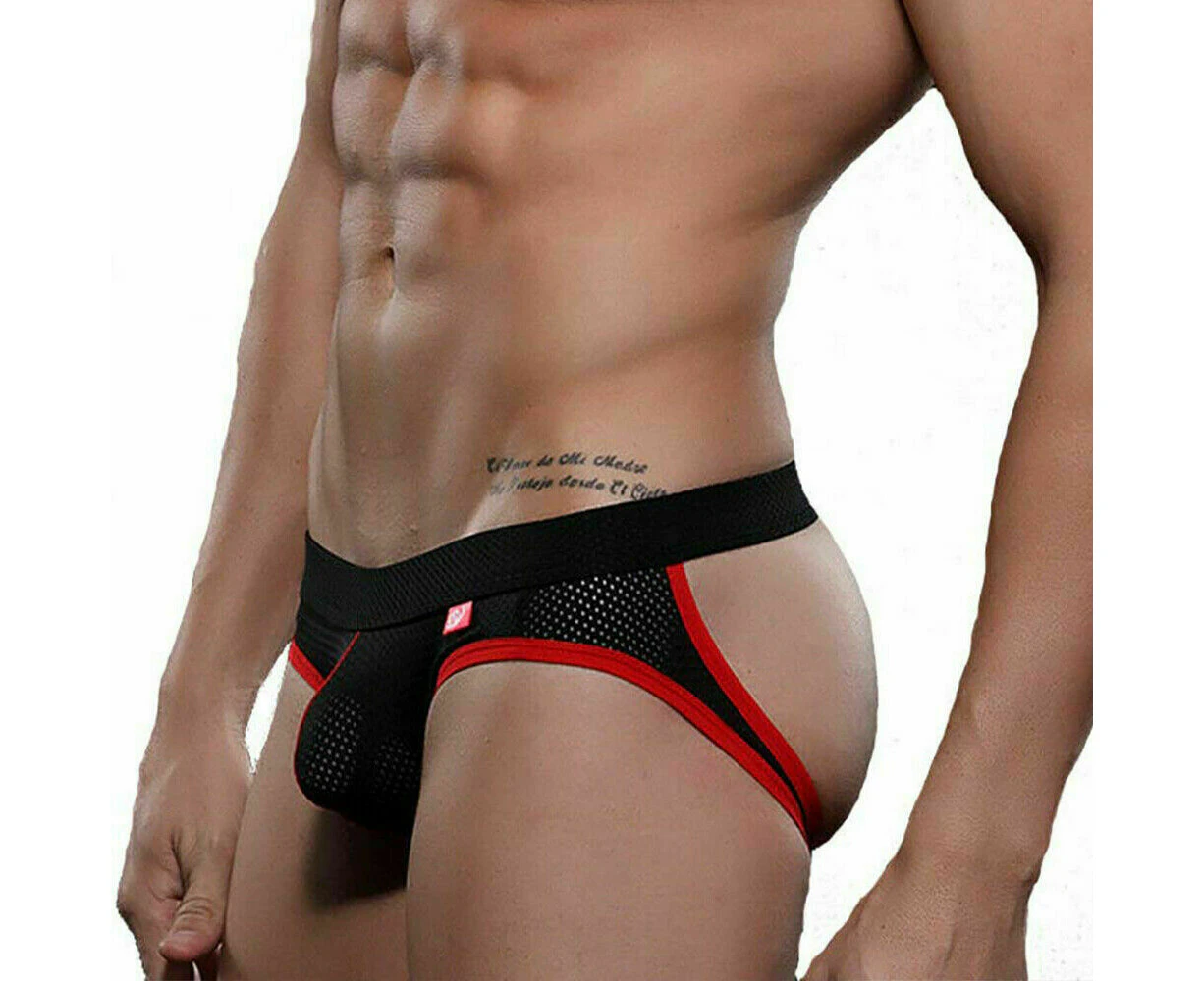 Men Jockstrap Thong Mesh Bikini Briefs Sexy Underwear Underpants Lingerie