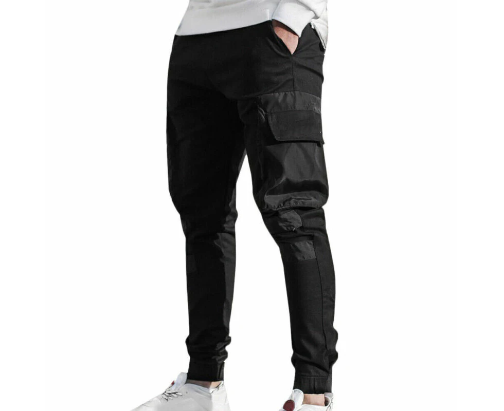 Mens Sports Training Cargo Combat Pants Joggers Multi Pockets Trousers Tracksuit Bottoms