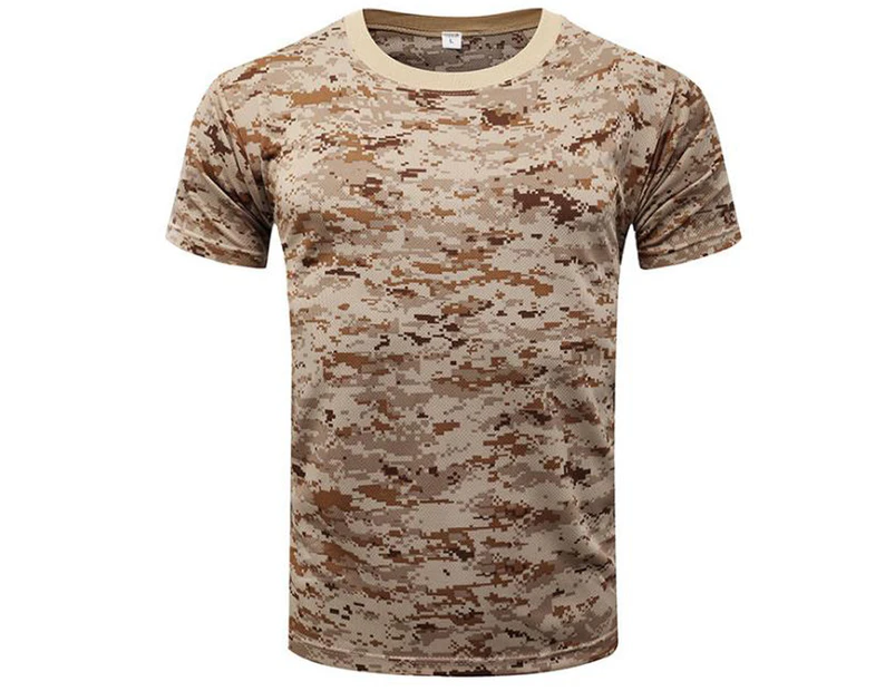 Men Summer Army Military Tactical Camouflage Camo Floral T-Shirt Crew Neck Short Sleeve Top