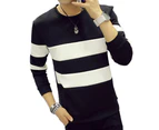 Men Casual Striped Long Sleeve Crew Neck T-Shirt Tee Shirt Top