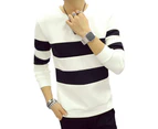 Men Stripes Long Sleeve Crew Neck T-Shirt