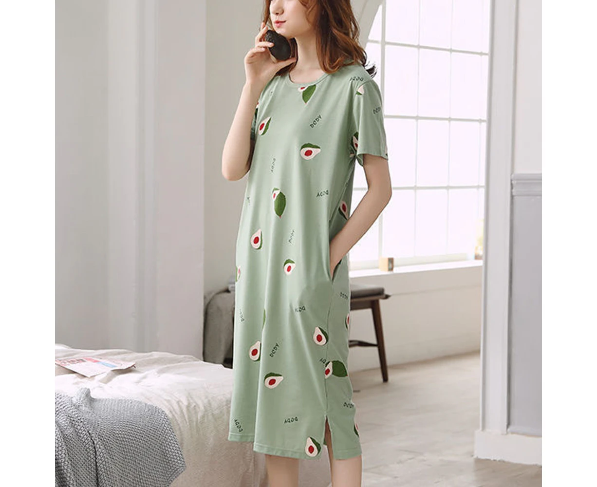 Ladies Summer Short Sleeve Floral T-Shirt Dress Nightshirt Nightie Nightdress Nightwear Sleepwear Pajama