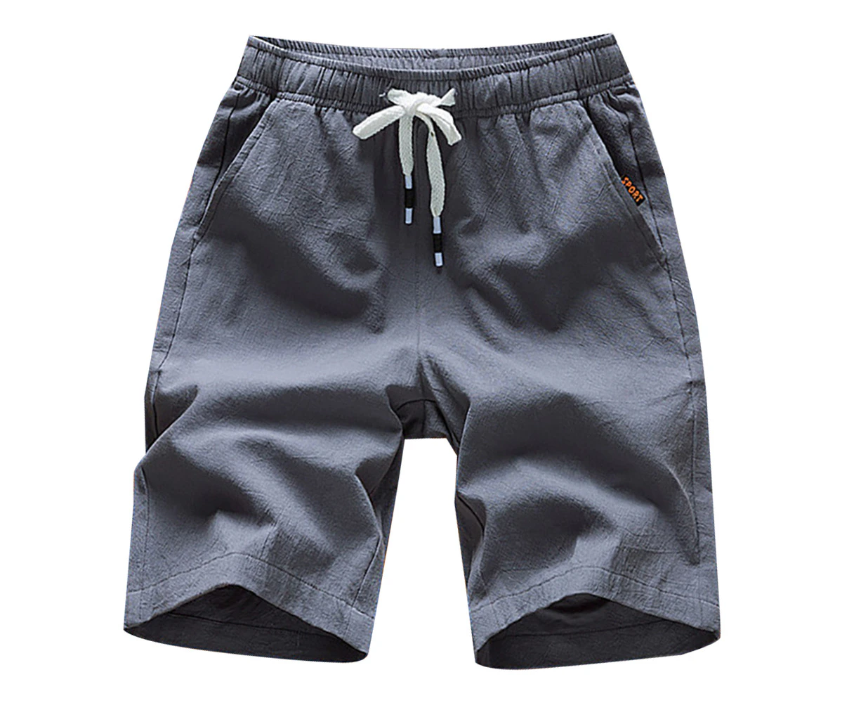 Mens Elastic Waist Slim Fit Casual Shorts Solid Plain Short Trousers Half Pants Summer