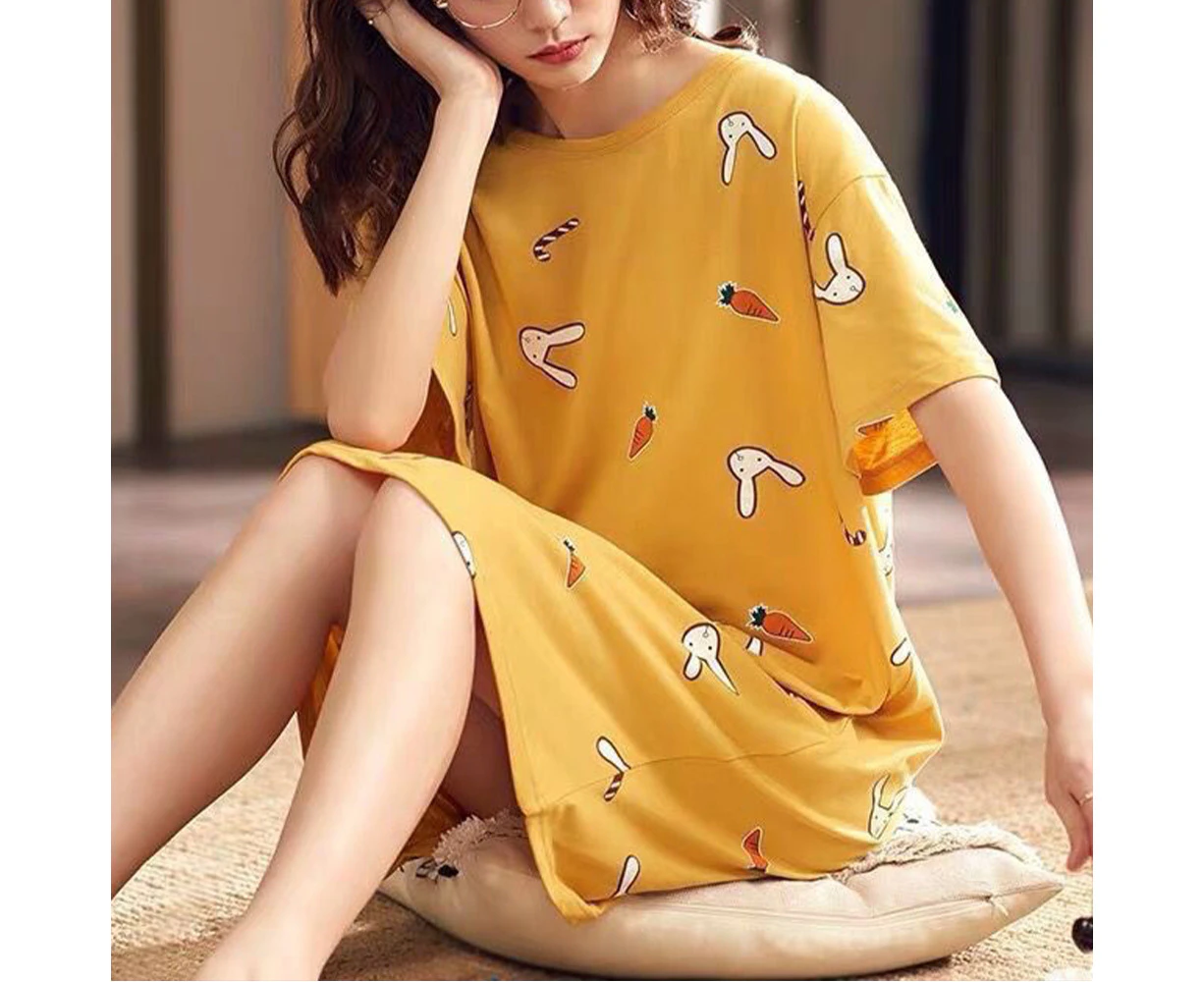 Ladies Summer Short Sleeve Floral T-Shirt Dress Nightshirt Nightie Nightdress Nightwear Sleepwear Pajama