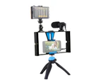 PULUZ PKT3023 Smartphone Handheld Filmmaking Video Rig + 96 LEDs LED Studio Light + Video Microphone + Mini Tripod Mount Kits with Cold Shoe Tripod Head fo