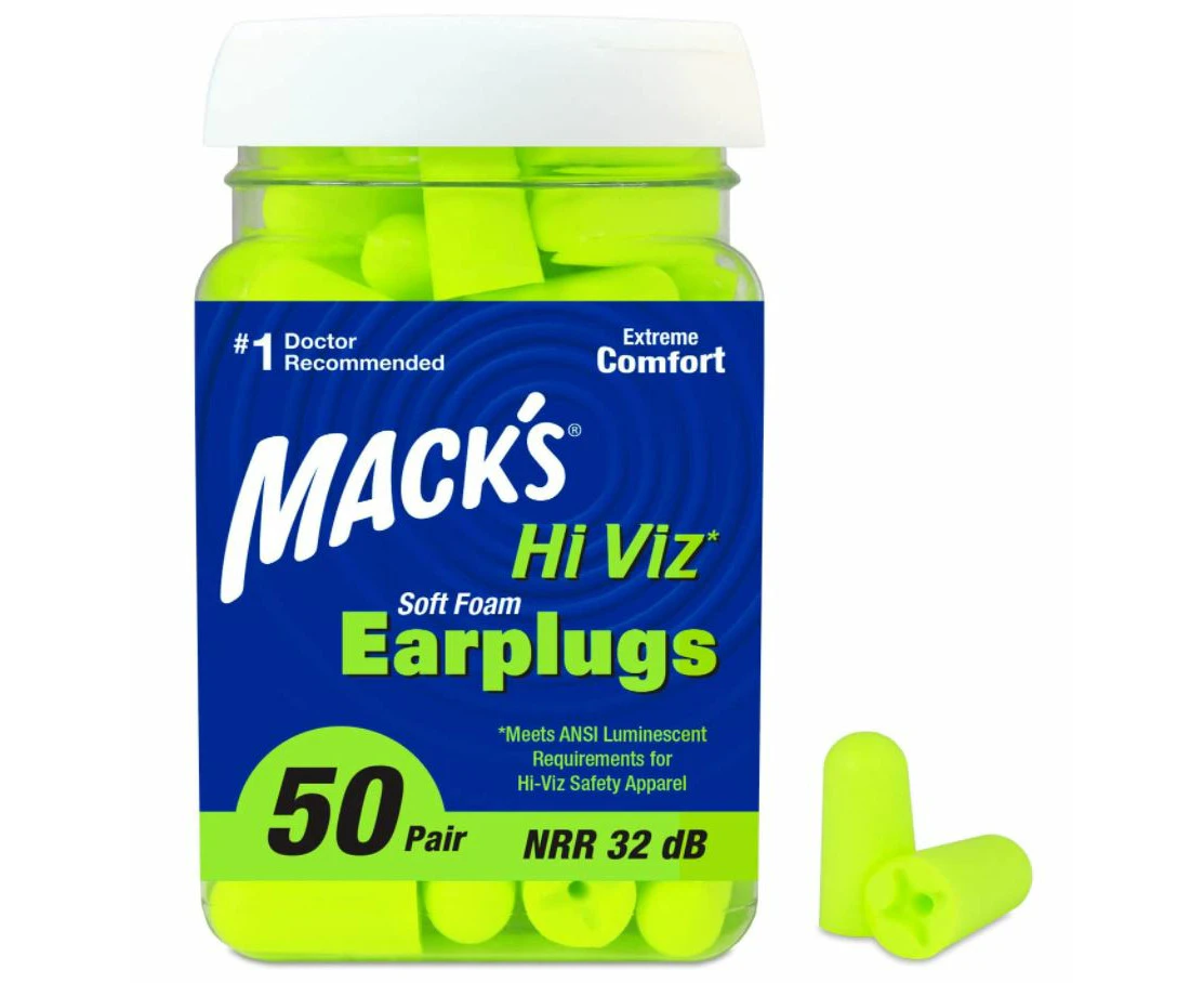 Mack's Ultra Soft Foam Earplugs 50 Pair Ear Plugs for Sleeping Snoring - Mack's Hi Viz