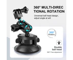 PULUZ PU545B Suction Cup Camera Mount Adjustable Car Camera Mount Dual Ballhead 360° Rotatable Windshield Suction Cup Replacement for GoPro Hero 12/11/10/9