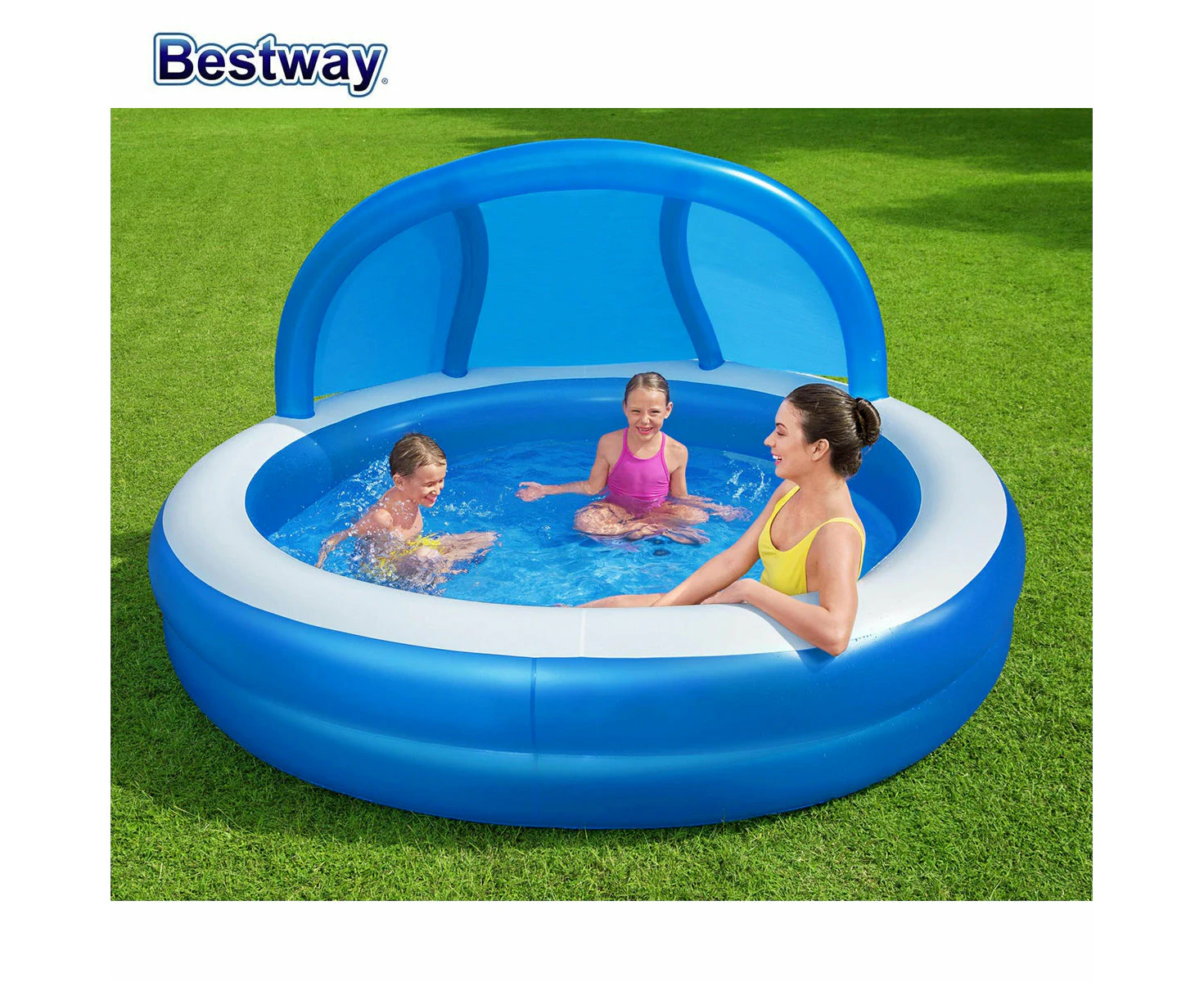 Bestway Family Inflatable Swimming Pool 850L With UV Careful Sunshade 241X140cm