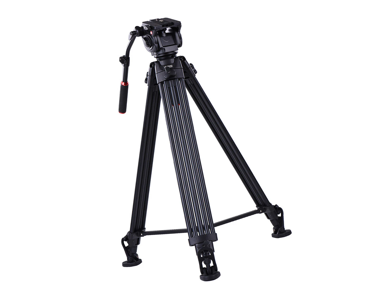 VT-3500 197cm/6.5ft Camera Camcorder Tripod with VT-3530 Fluid Damping Head/Non-slip Horseshoe-shape   Foot/Stable Middle Support Aluminum Alloy Max. 20kg/