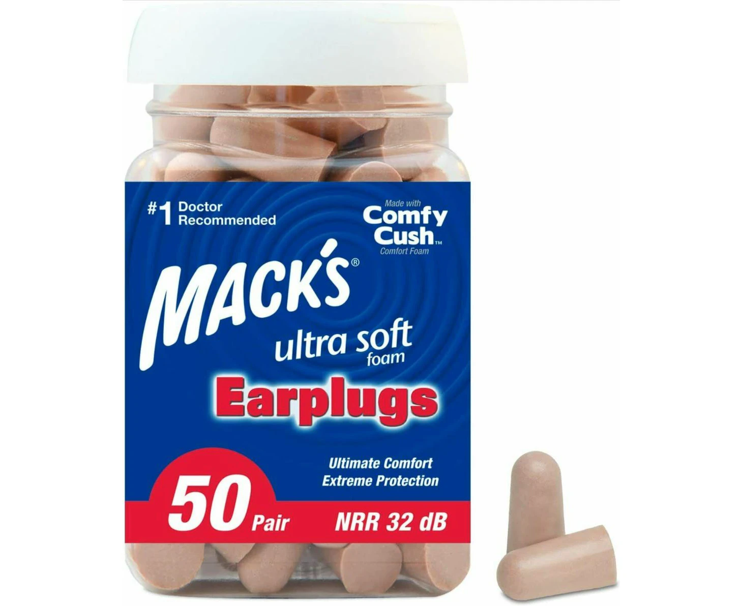 Mack's Ultra Soft Foam Earplugs 50 Pair Ear Plugs for Sleeping Snoring - Mack's Ultra