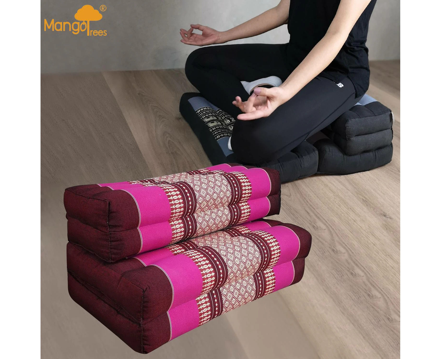 Thai kapok cushion3-Fold Zafu Meditation Cushion Set Pink