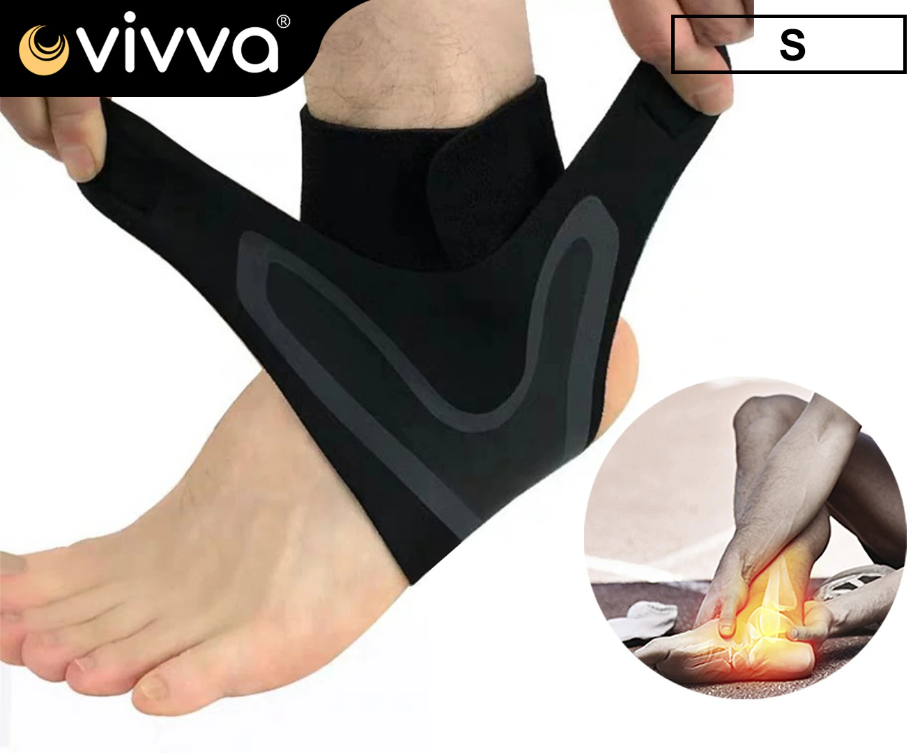 Ankle Brace Support Compression Sleeve Plantar Fasciity Foot Wrap S Size Left Foot