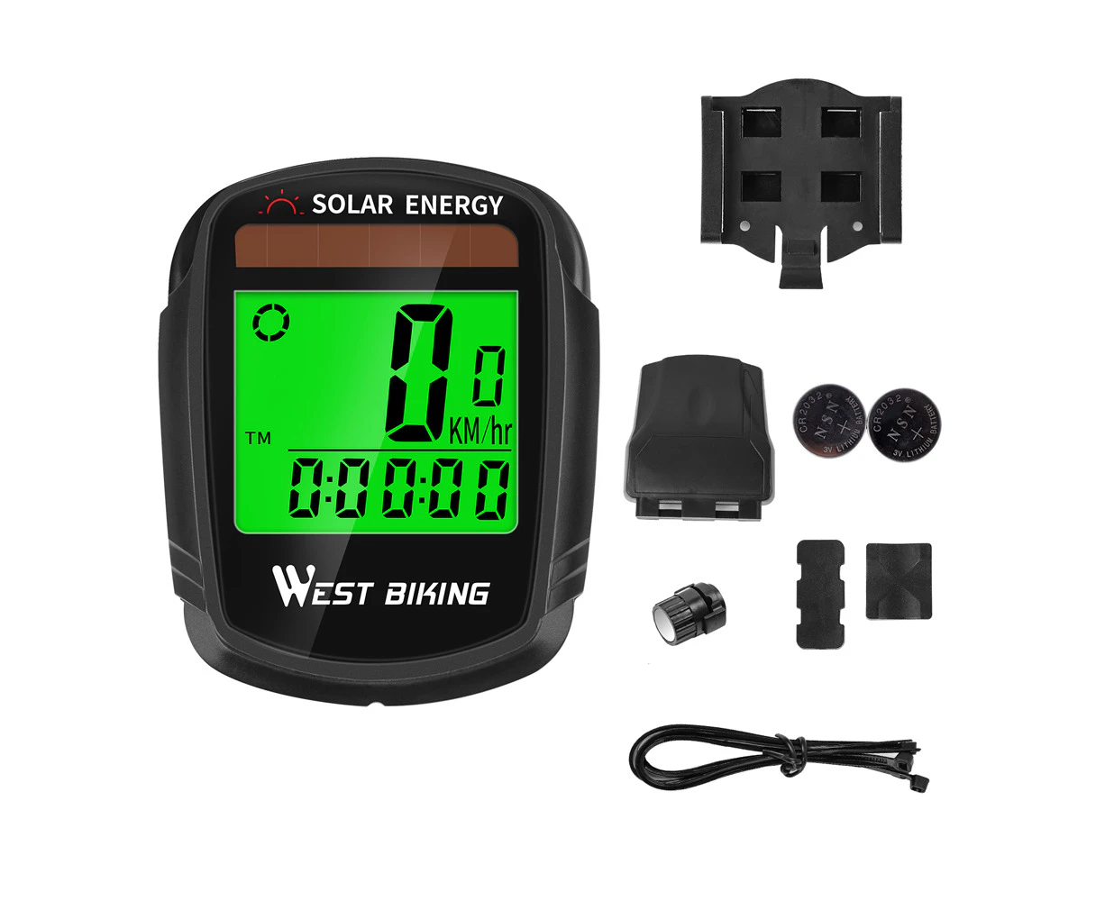 Solar Powered Bike Computer Wireless Waterproof Bicycle Speedometer Odometer Automatic Wake-up Bicycle Computer