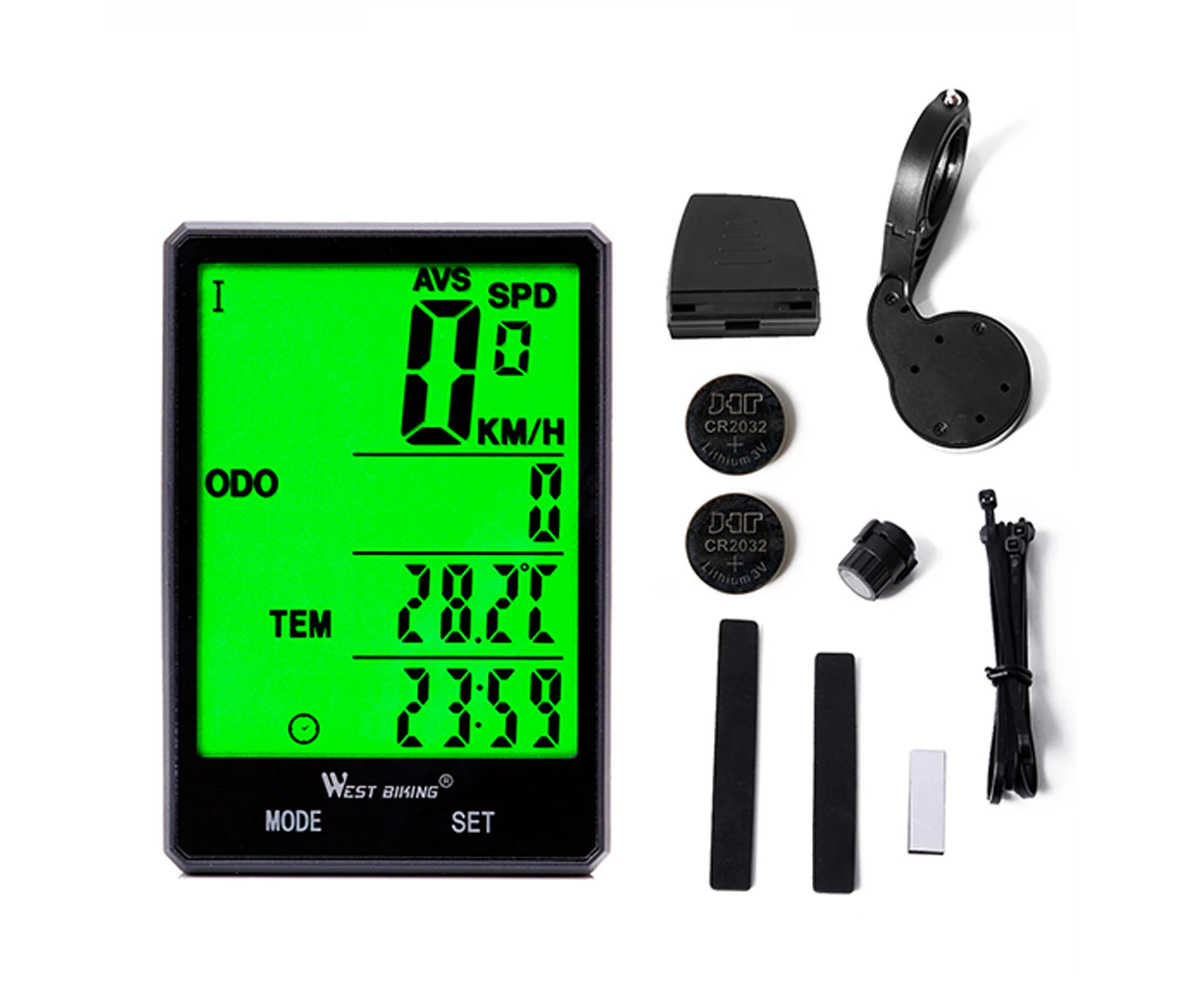 WEST BIKING 2.8inch Large Screen Bicycle Odometer Rainproof Bike Speedometer Cycling Stopwatch