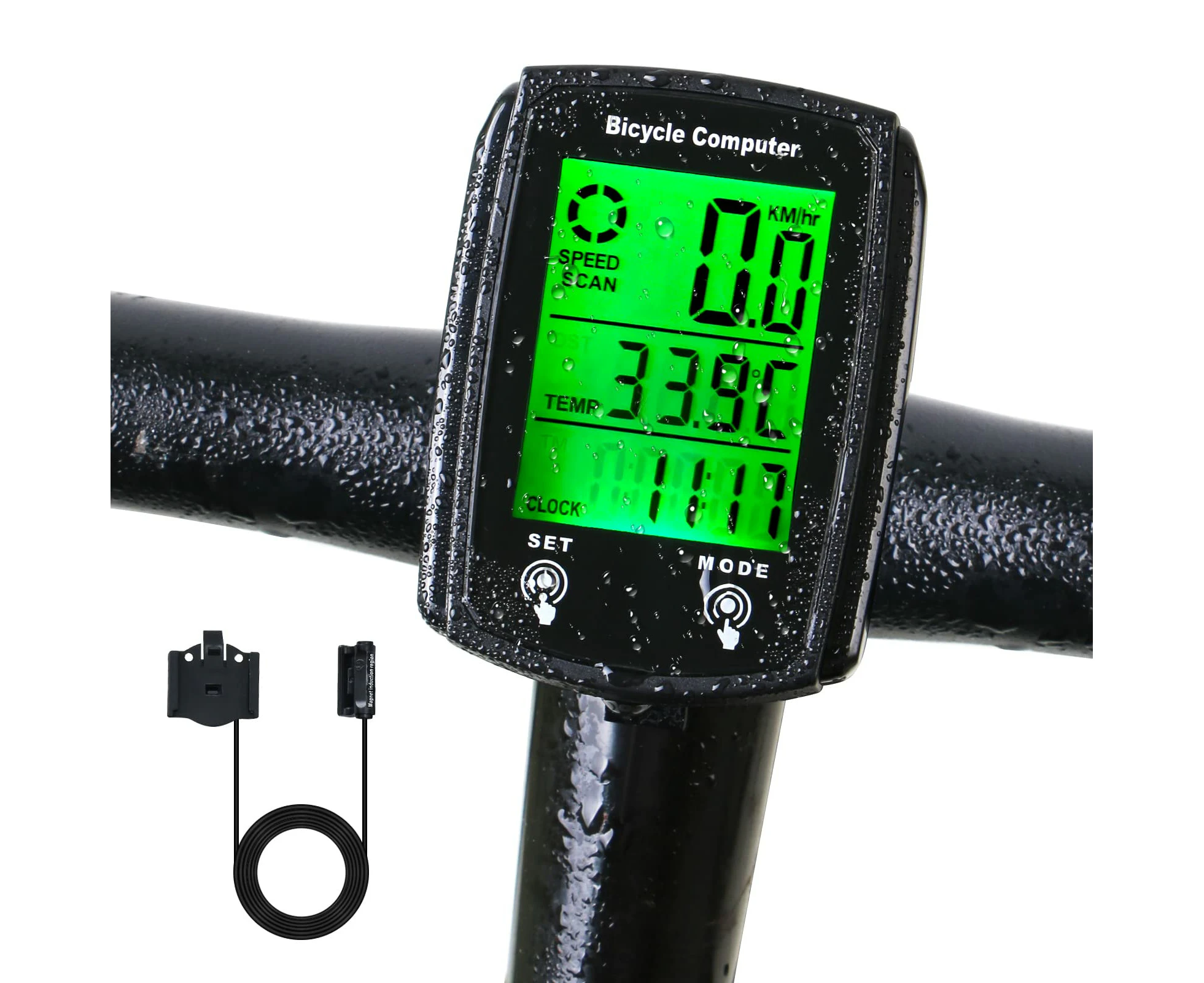 Wired Bike Computer,MPH KM/H Bicycle Computer,Digital LCD Backlight Display Bike Speedometer,Waterproof Cycling Computers Odometer