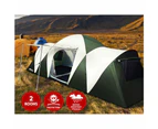 Weisshorn Family Camping Tent 12 Person Hiking Beach Tents (3 Rooms) Green