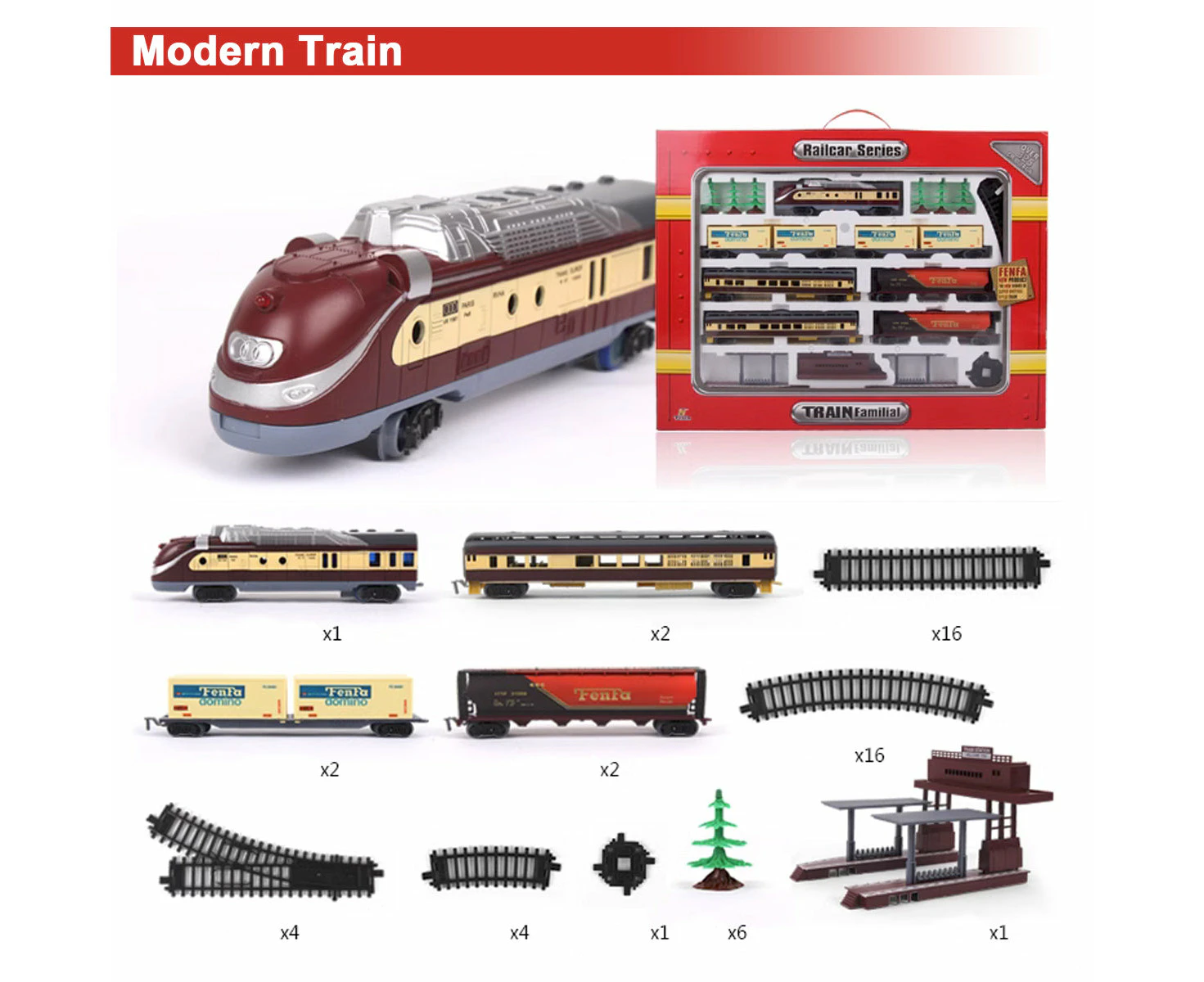 Electric Classic/Modern Toy Train Set Vehicle Rail Track Carriages Kids - Modern