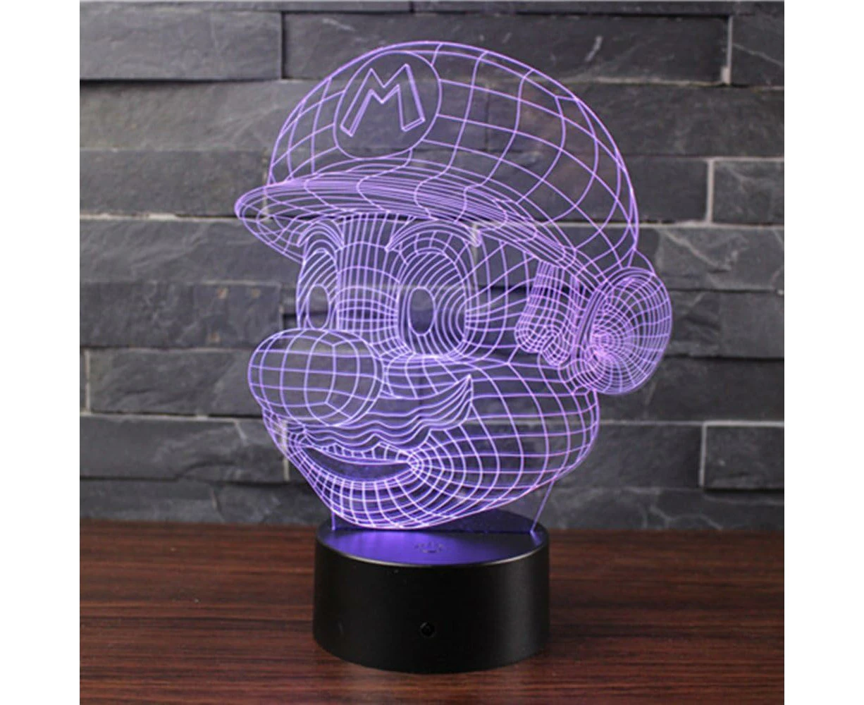 3D Mario LED Night Light with 7 Colors and Touch Control