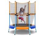 Costway Kids Trampoline w/360 Degree All-Round Security Enclosure Net Heavy-Duty Orange & Blue