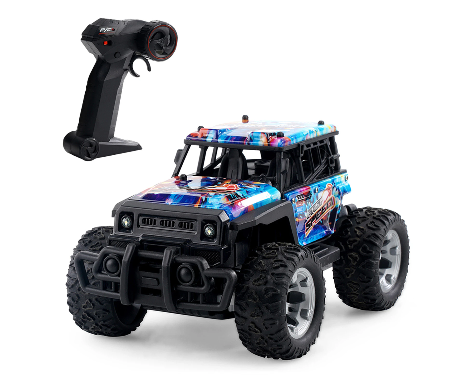 Remote Control Car, 2.4G Rechargeable Electric Off-Road Vehicle with LED Lights, Car Toy Gifts for Boys Girls Kids, Blue