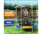 Costway Kids Trampoline w/360 Degree All-Round Security Enclosure Net Heavy-Duty Orange & Blue