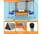 Costway Kids Trampoline w/360 Degree All-Round Security Enclosure Net Heavy-Duty Orange & Blue