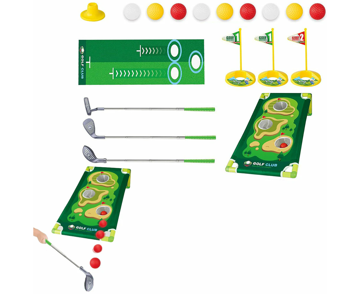 Kids Golf Toy Set Retractable Golf Clubs with Scorecard and Storage Bag Outdoor Yard Games