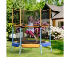 Costway Kids Trampoline w/360 Degree All-Round Security Enclosure Net Heavy-Duty Orange & Blue