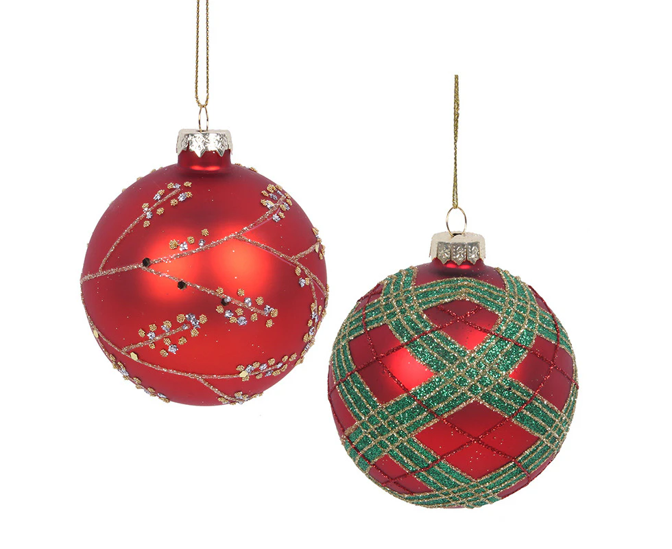 Red Glass Bauble 8cm 1pc 2A